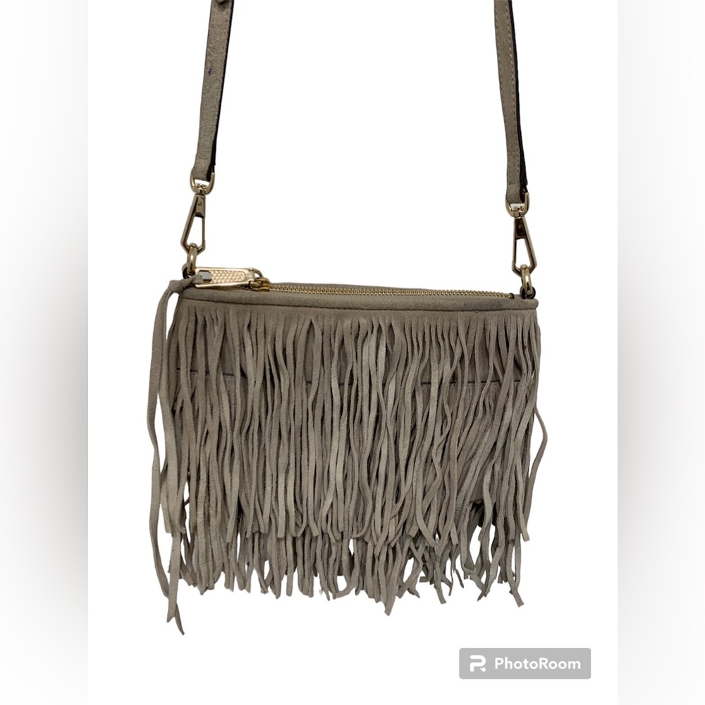 Rebecca Minkoff gray crossbody fringe bag EUC